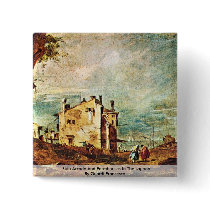 Ruin Arcade And Farmhouses In The Lagoon Pinback Button