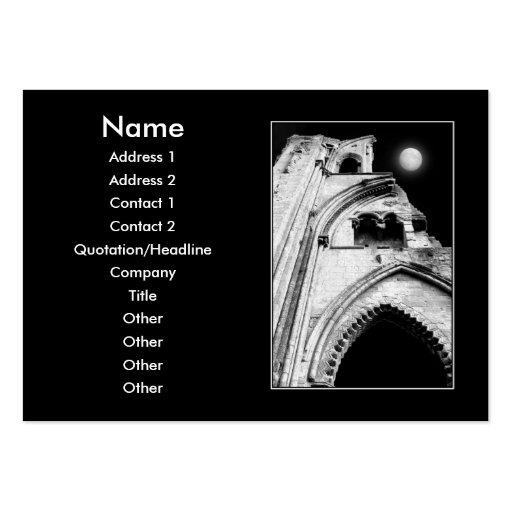 Ruins at Night. Black and White. Business Card Templates (front side)
