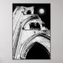Ruins at Night. Black and White. Posters