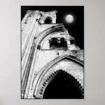 Ruins at Night. Black and White. Posters