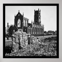 Ruins of Cathedral St. John in Charleston 1865 Poster