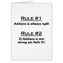 Rule Addison Card