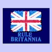RULE BRITANNIA with Union Jack Tshirts postcards