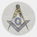 Ruler and compass round sticker