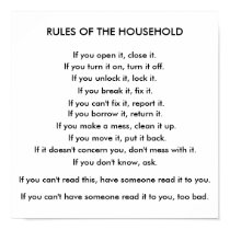 Rules of the household posters by chimpfroggy Rules of the household posters