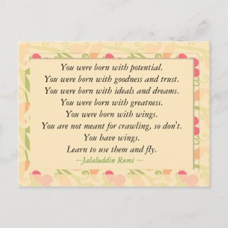 Rumi Quote Inspirational Motivational Postcard postcard