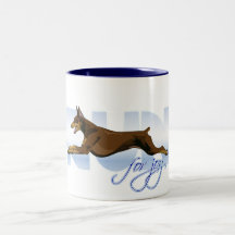 Run for Joy, Red Doberman Coffee Mugs