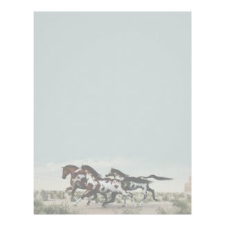 Run Like the Wind - Galloping Paint Horses Customized Letterhead