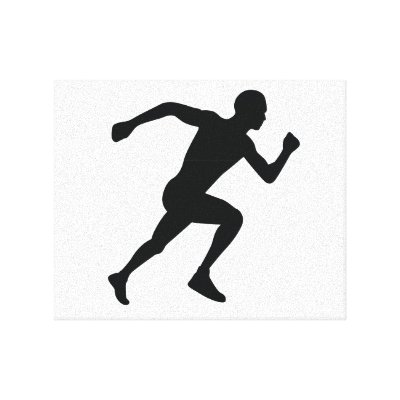Runner Black Silhouette Shadow Stretched Canvas Prints