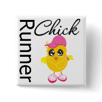 Runner Chick Pinback Button