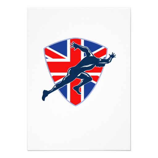 Runner Sprinter Start British Flag Shield Custom Invites