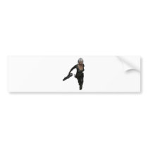 Running Armed Futuristic Woman Bumper Sticker bumper stickers