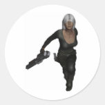 Running Armed Futuristic Woman Sticker