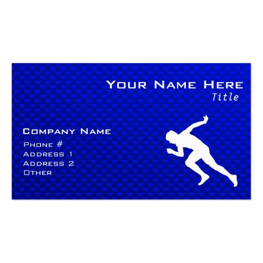 Running; Blue Business Card Templates (front side)