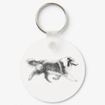 Running Collie keychain