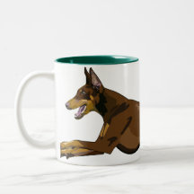 Running Doberman, Red Coffee Mug