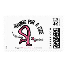 Running For A Cure Breast Cancer Postage Stamps