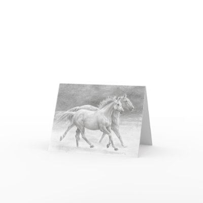 Running Free Horses Blank Note Card by CarlaKurtArt