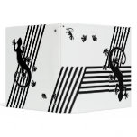 Running Gecko - black & white stripes abstract2 binders