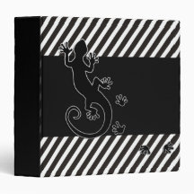 Running Gecko - black & white stripes Binders
