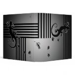 Running Gecko - black & white stripes shine binders