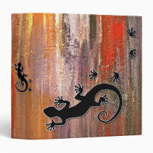 Running Gecko | paint grunge 3 Ring Binder