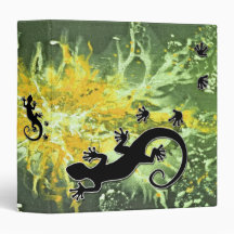 Running Gecko | splattergrunge yellow 3 Ring Binders