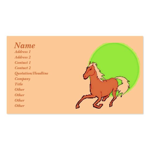 Running Horse Profile Card Business Card Templates (front side)
