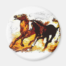 Running Horses Fridge Magnet