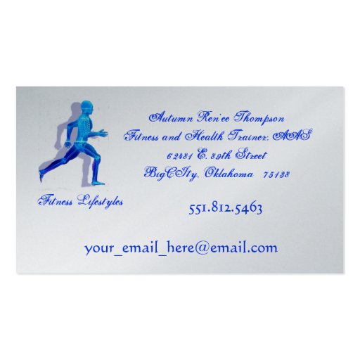 running man for logo2, Fitness Lifestyles, Business Cards (front side)