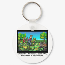 Running Of The Bull Frogs Funny Gifts/Collectibles keychains by beardiethor123 Running Of The Bull Frogs Funny Gifts/Collectibles keychains