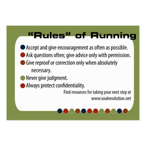 Running Partner Card (chubby card) Business Card Templates (front side)