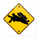 Running Rabbit Crossing Sign posters