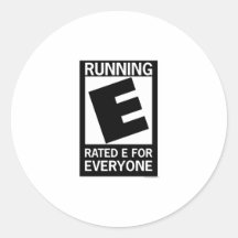Running Rated E For Everyone Round Sticker