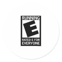 Running Rated E For Everyone Round Sticker