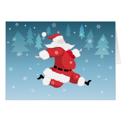 Running Santa Christmas Greeting Card