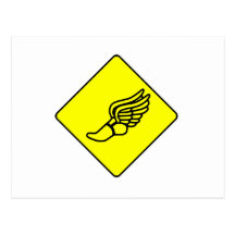 Running Shoe With Wings Sign Postcard