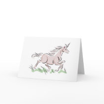 running wild pink unicorn greeting card