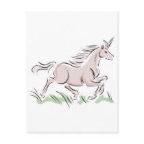 running wild pink unicorn post cards