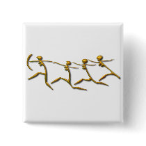 Running Women gold Pinback Buttons