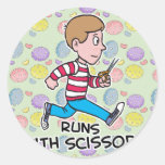 runs with scissors boy round stickers