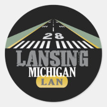 Runway 28 - Lansing Michigan LAN Round Stickers