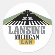 Runway 28 - Lansing Michigan LAN Round Stickers