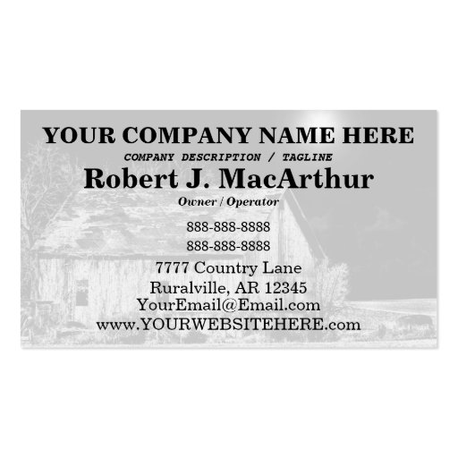 Rural Barn at night Business Cards (back side)