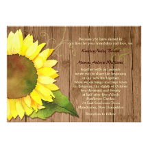 Rural Barnwood Watercolor Sunflower Wedding Invite