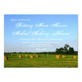 Rural Farm Hay Bales Country Wedding Invitations 4.5