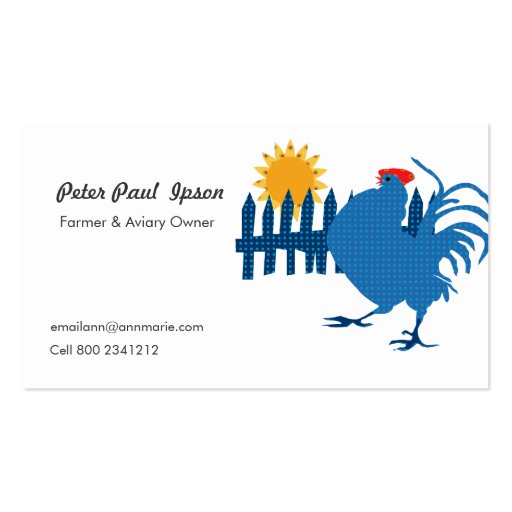 Rural Farmer Country Rooster with Sunshine Business Card Templates