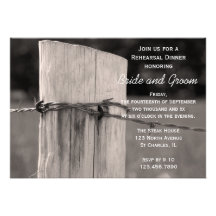 Rural Fence Post Country Rehearsal Dinner Invite