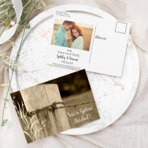 Rural Fence Post Country Wedding Announcement postcards