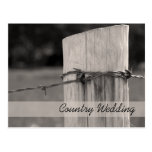Rural Fence Post Country Wedding Announcement Postcard